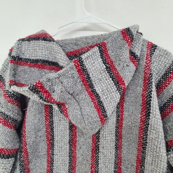 Artesanias Women's Long Sleeve Hooded Drug Rug Multi Color Striped Size S Surf - Picture 5 of 7